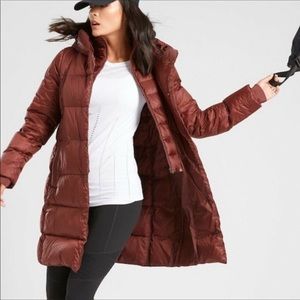 NEW Athleta Lofty Down Jacket Coat in Maple Red